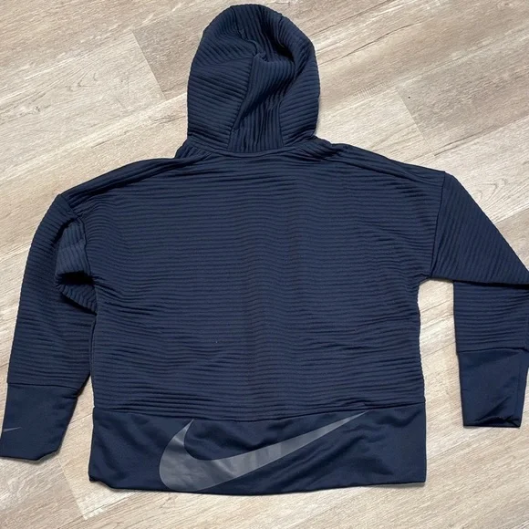 Nike Navy Ribbed Hoodie - Picture 1 of 3